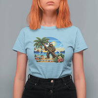 Funny Christmas In July Bigfoot T Shirt For Women Tropical Vacation Graphic