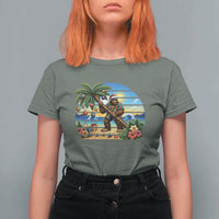 Funny Christmas In July Bigfoot T Shirt For Women Tropical Vacation Graphic