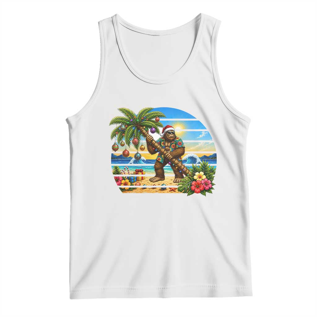 Funny Christmas In July Bigfoot Tank Top Tropical Vacation Graphic