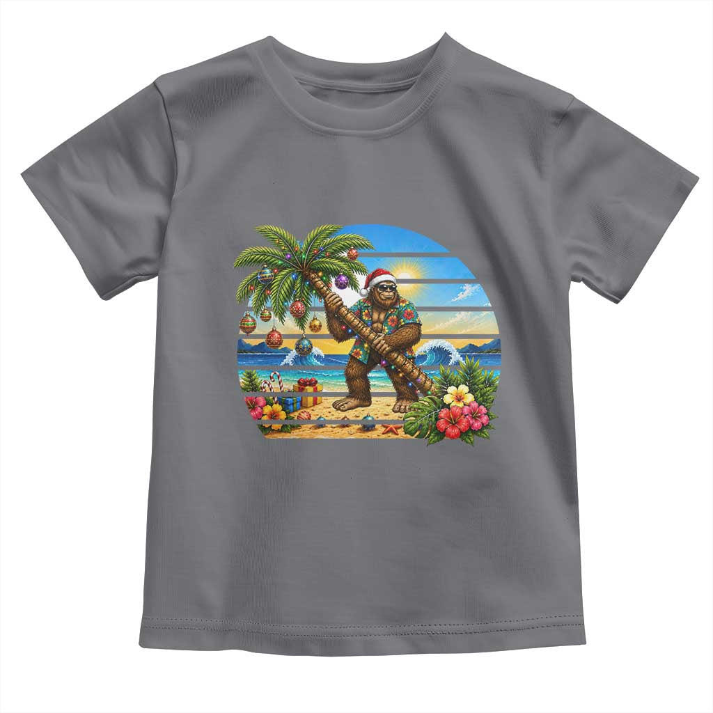 Funny Christmas In July Bigfoot Toddler T Shirt Tropical Vacation Graphic