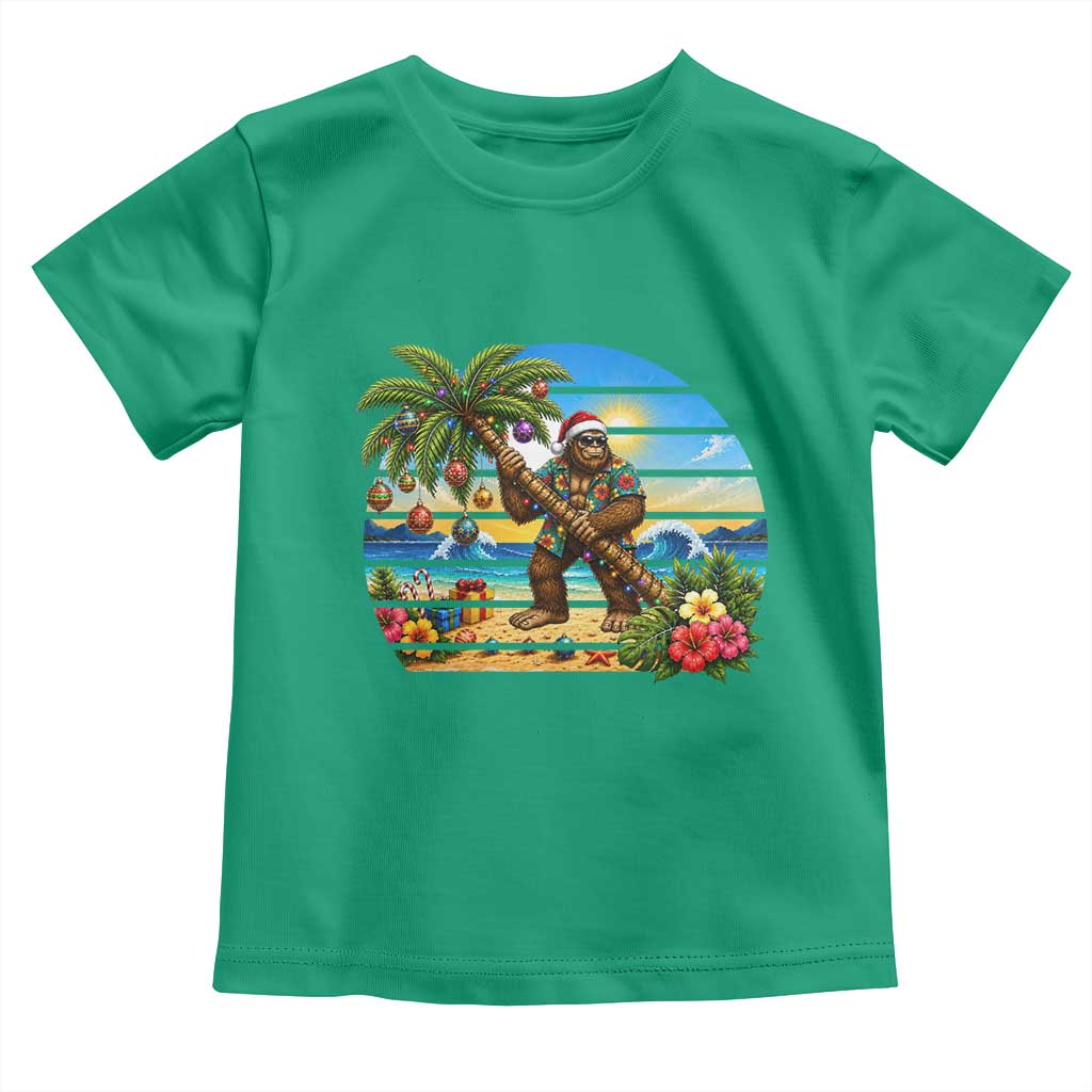 Funny Christmas In July Bigfoot Toddler T Shirt Tropical Vacation Graphic