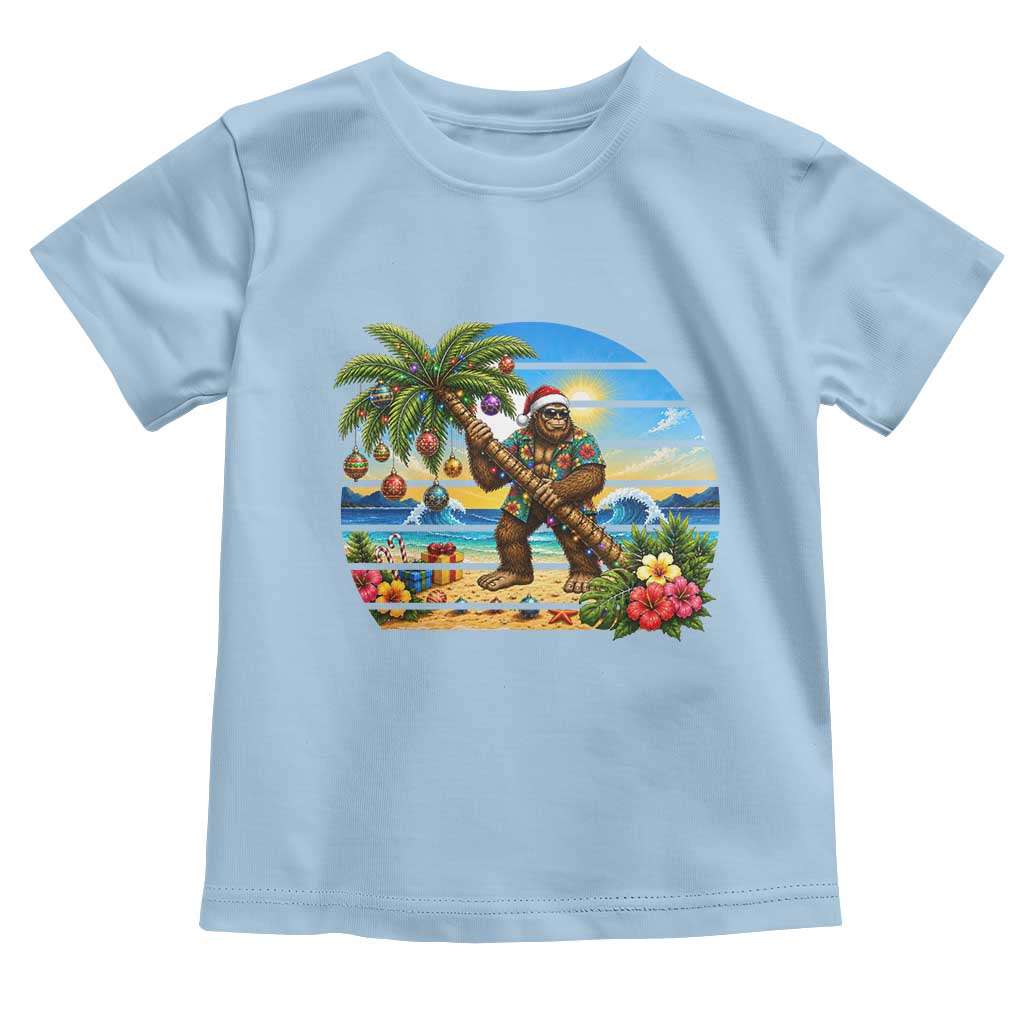 Funny Christmas In July Bigfoot Toddler T Shirt Tropical Vacation Graphic