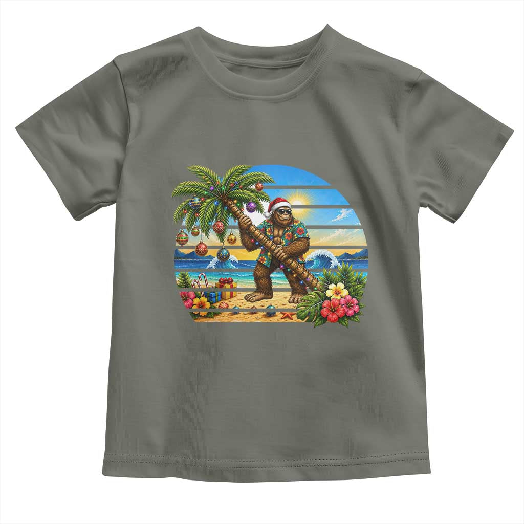 Funny Christmas In July Bigfoot Toddler T Shirt Tropical Vacation Graphic