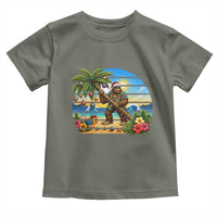 Funny Christmas In July Bigfoot Toddler T Shirt Tropical Vacation Graphic
