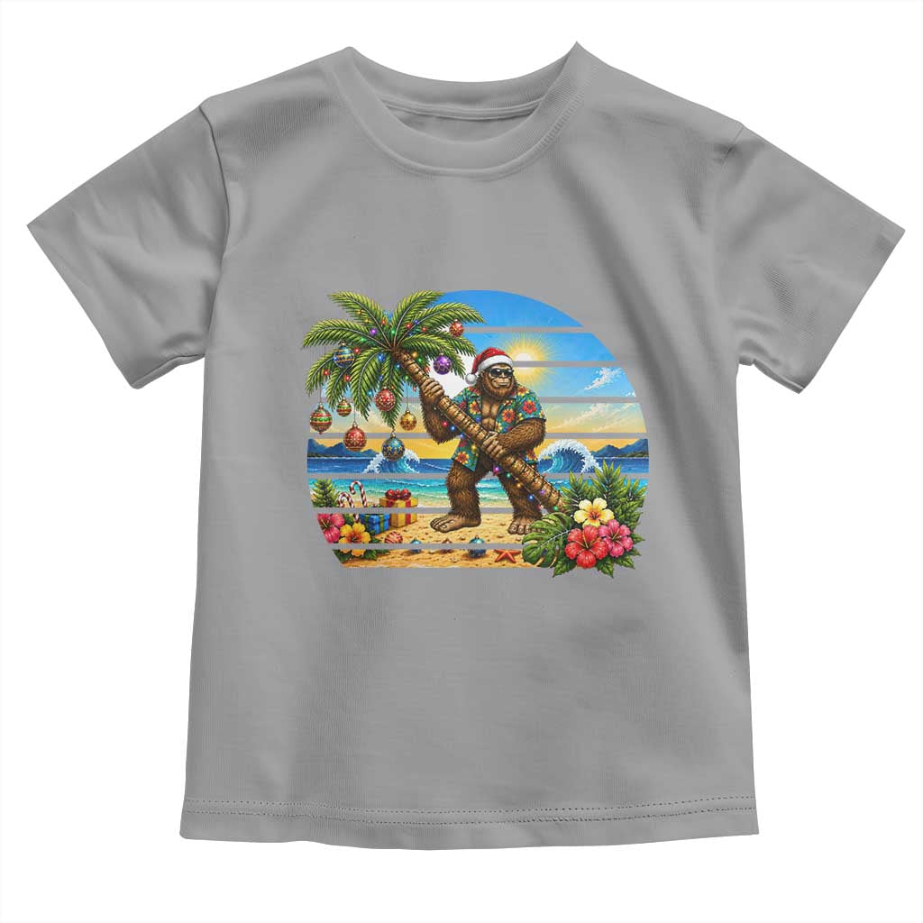Funny Christmas In July Bigfoot Toddler T Shirt Tropical Vacation Graphic