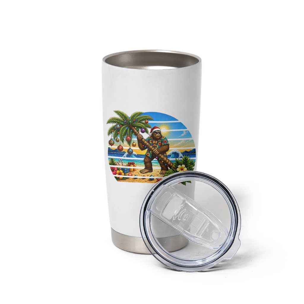 Funny Christmas In July Bigfoot Tumbler Cup Tropical Vacation Graphic