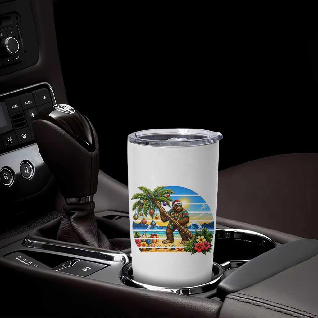 Funny Christmas In July Bigfoot Tumbler Cup Tropical Vacation Graphic