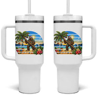 Funny Christmas In July Bigfoot Tumbler With Handle Tropical Vacation Graphic