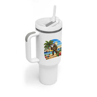 Funny Christmas In July Bigfoot Tumbler With Handle Tropical Vacation Graphic