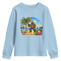 Funny Christmas In July Bigfoot Youth Sweatshirt Tropical Vacation Graphic