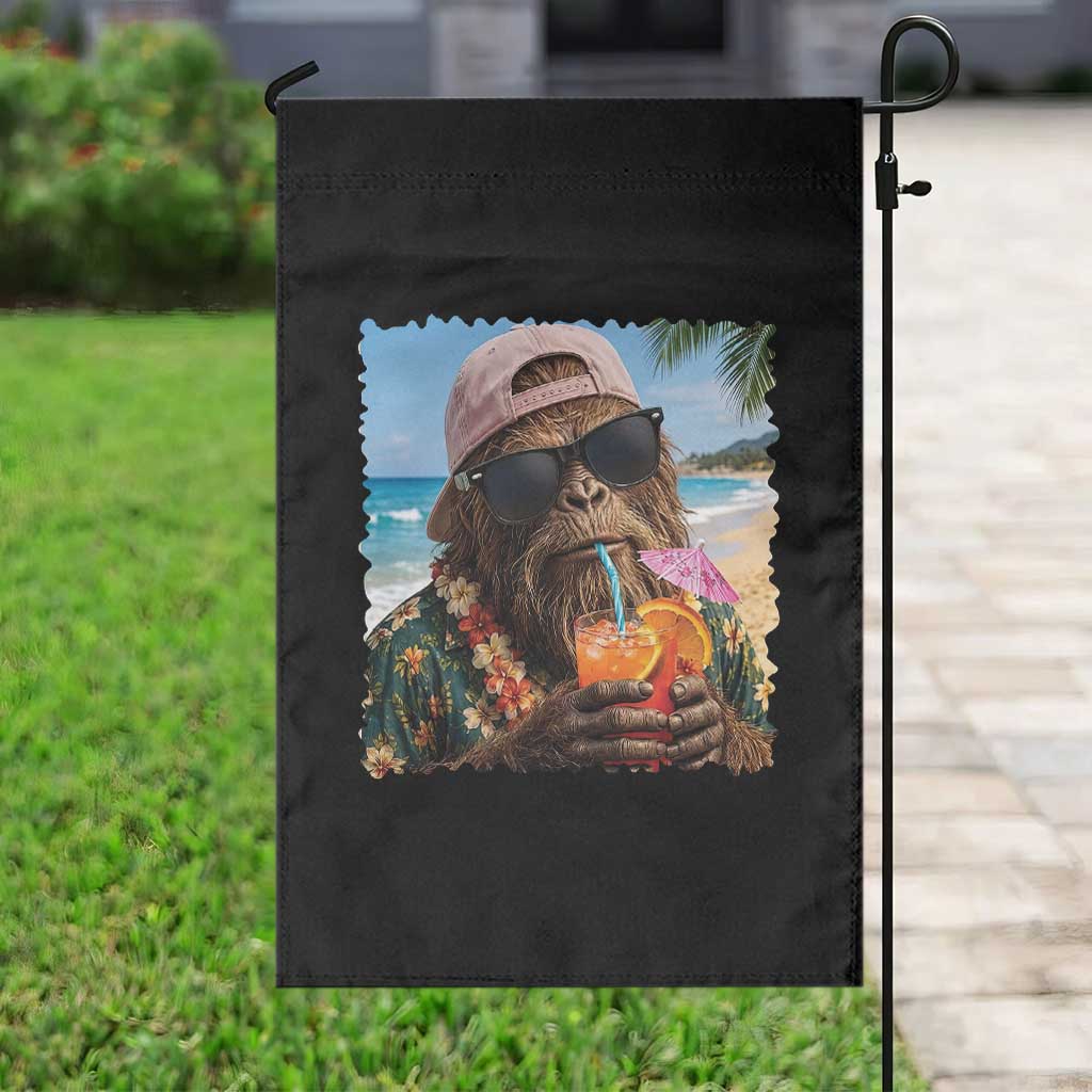 Funny Hawaiian Bigfoot Garden Flag Tropical Beach Party Graphic