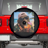 Funny Hawaiian Bigfoot Spare Tire Cover Tropical Beach Party Graphic