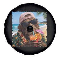 Funny Hawaiian Bigfoot Spare Tire Cover Tropical Beach Party Graphic