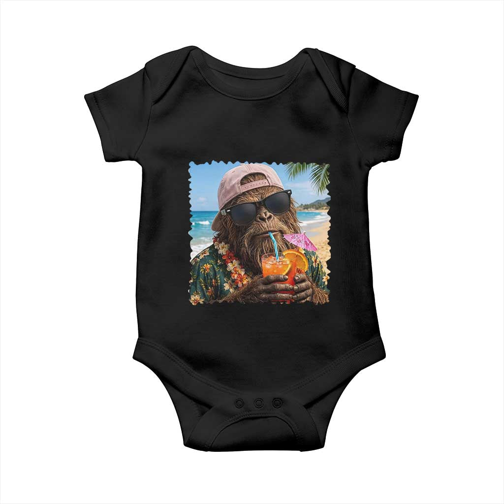 Funny Hawaiian Bigfoot Baby Onesie Tropical Beach Party Graphic