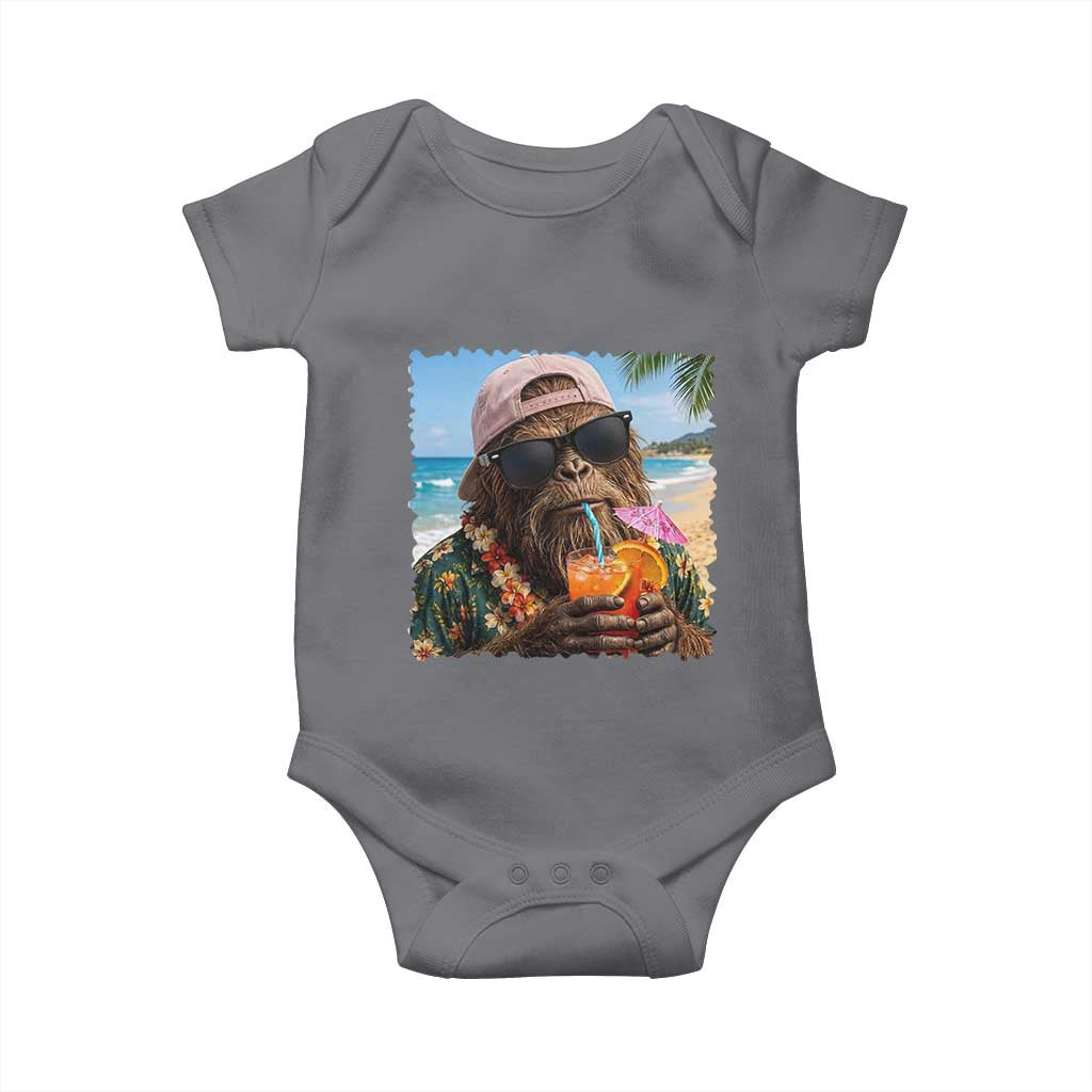 Funny Hawaiian Bigfoot Baby Onesie Tropical Beach Party Graphic