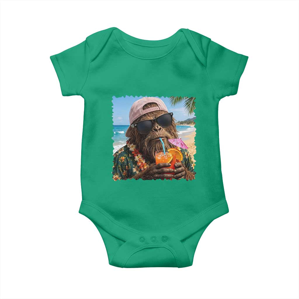 Funny Hawaiian Bigfoot Baby Onesie Tropical Beach Party Graphic