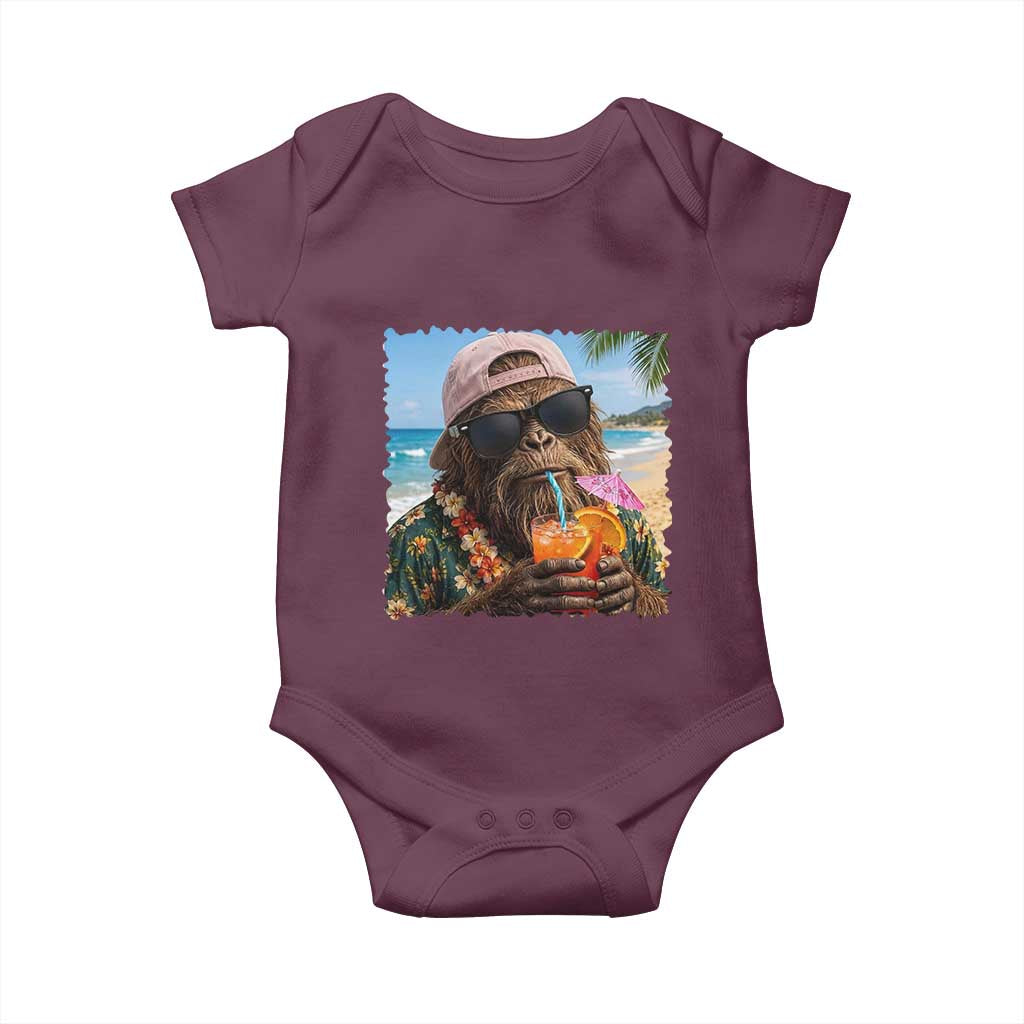 Funny Hawaiian Bigfoot Baby Onesie Tropical Beach Party Graphic
