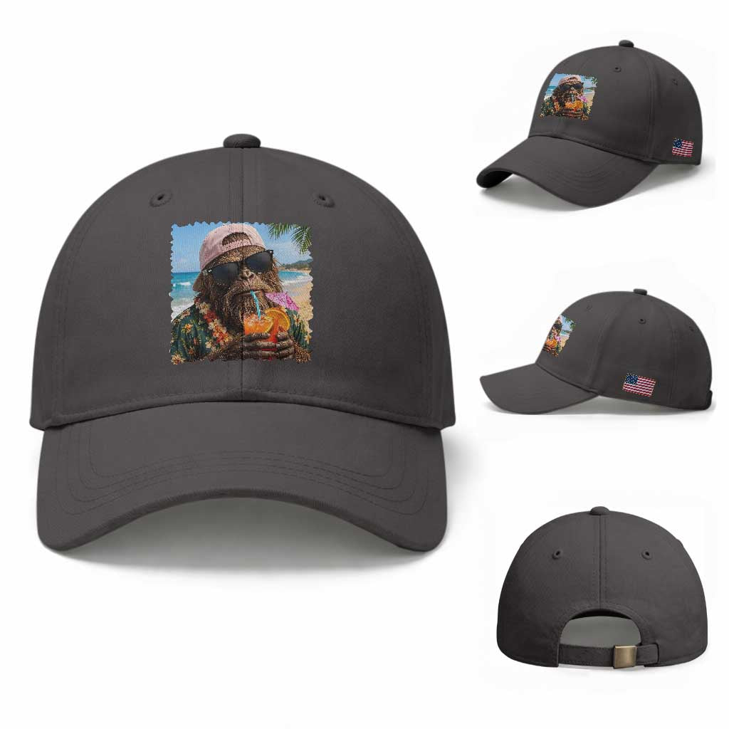 Funny Hawaiian Bigfoot Baseball Cap Tropical Beach Party Graphic