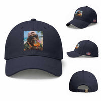 Funny Hawaiian Bigfoot Baseball Cap Tropical Beach Party Graphic