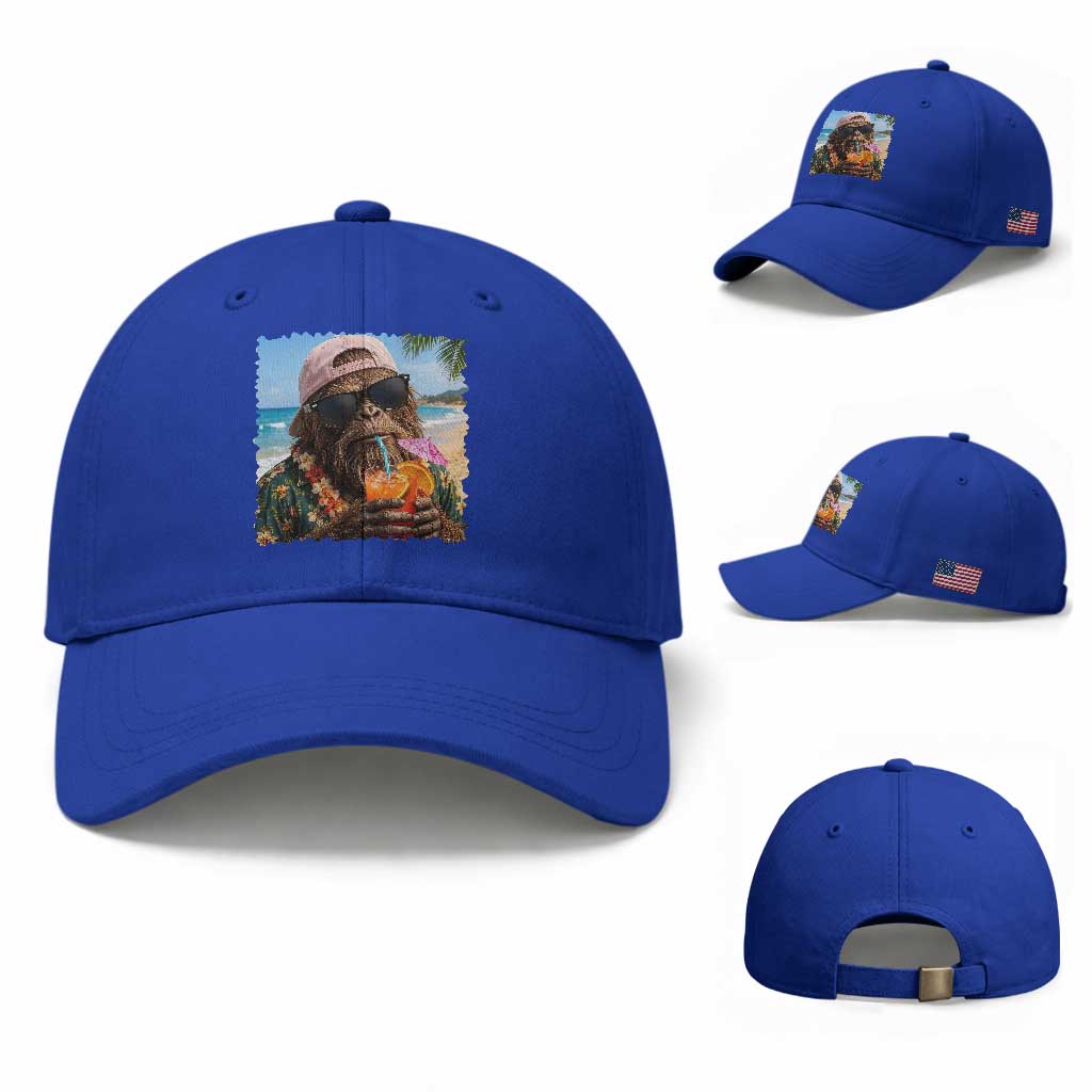 Funny Hawaiian Bigfoot Baseball Cap Tropical Beach Party Graphic