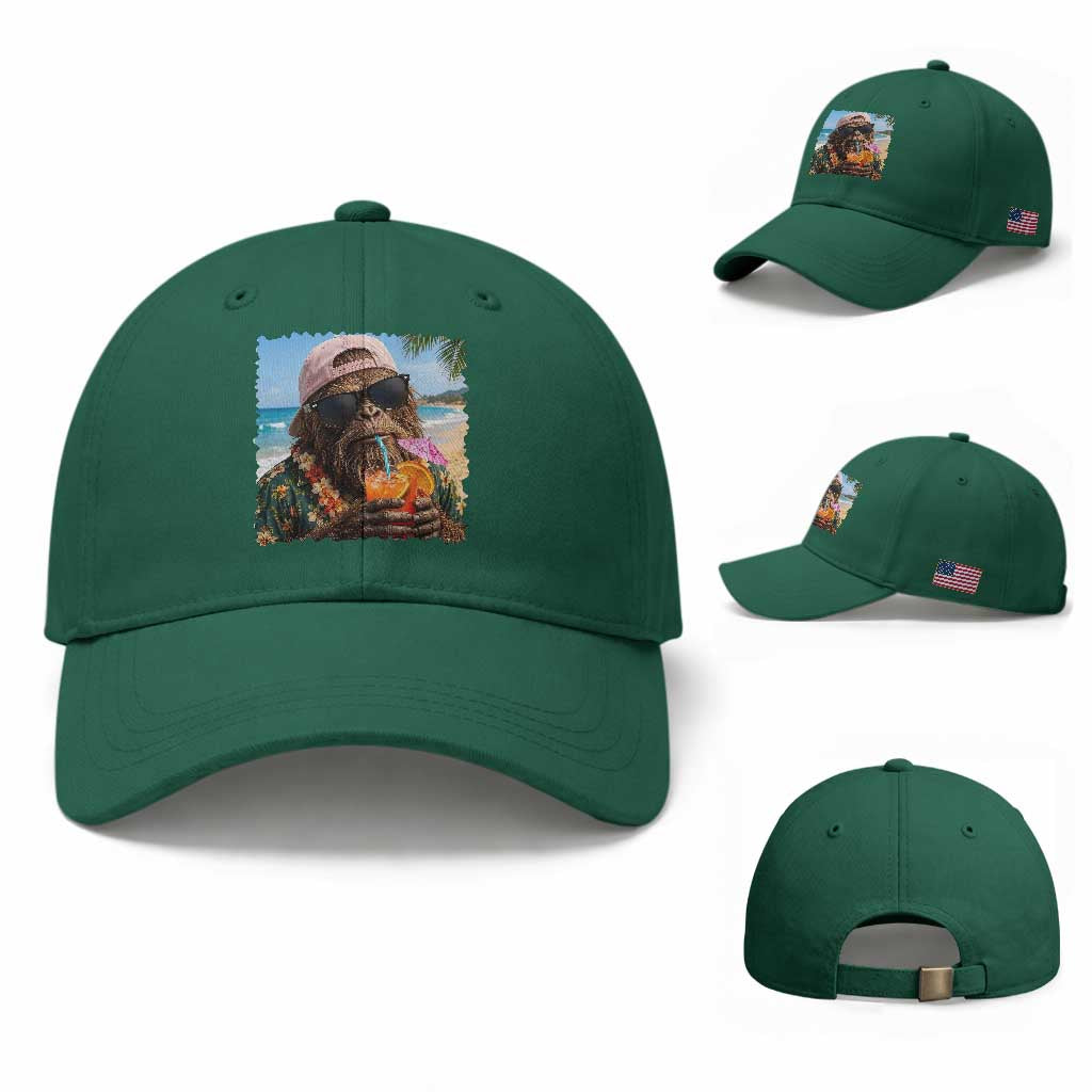 Funny Hawaiian Bigfoot Baseball Cap Tropical Beach Party Graphic