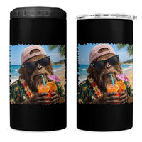 Funny Hawaiian Bigfoot 4 in 1 Can Cooler Tumbler Tropical Beach Party Graphic