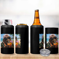 Funny Hawaiian Bigfoot 4 in 1 Can Cooler Tumbler Tropical Beach Party Graphic