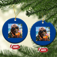 Funny Hawaiian Bigfoot Ceramic Ornament Tropical Beach Party Graphic