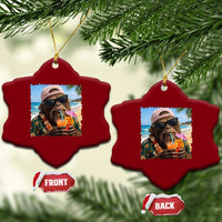 Funny Hawaiian Bigfoot Ceramic Ornament Tropical Beach Party Graphic