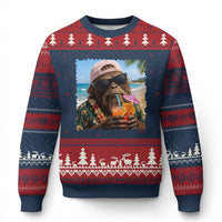Funny Hawaiian Bigfoot Ugly Christmas Sweater Tropical Beach Party Graphic
