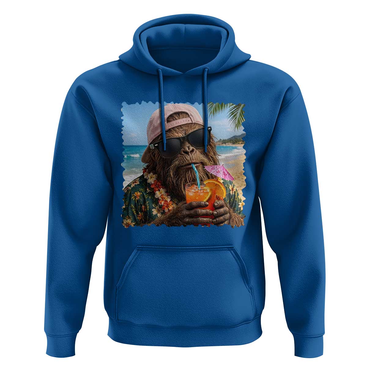 Funny Hawaiian Bigfoot Hoodie Tropical Beach Party Graphic