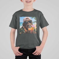 Funny Hawaiian Bigfoot T Shirt For Kid Tropical Beach Party Graphic