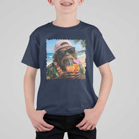 Funny Hawaiian Bigfoot T Shirt For Kid Tropical Beach Party Graphic