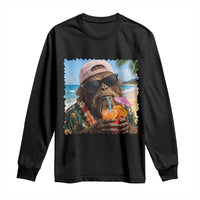 Funny Hawaiian Bigfoot Long Sleeve Shirt Tropical Beach Party Graphic