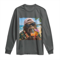 Funny Hawaiian Bigfoot Long Sleeve Shirt Tropical Beach Party Graphic