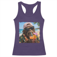 Funny Hawaiian Bigfoot Racerback Tank Top Tropical Beach Party Graphic