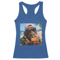 Funny Hawaiian Bigfoot Racerback Tank Top Tropical Beach Party Graphic