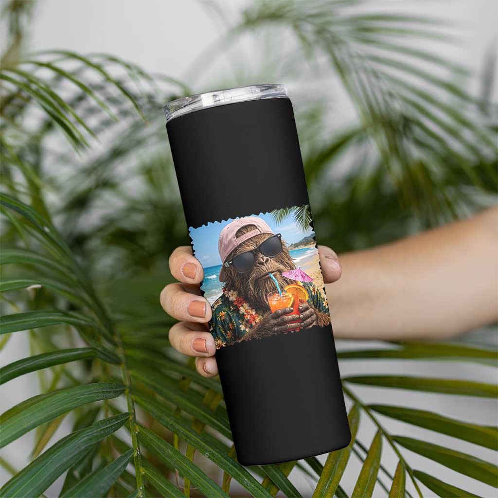 Funny Hawaiian Bigfoot Skinny Tumbler Tropical Beach Party Graphic