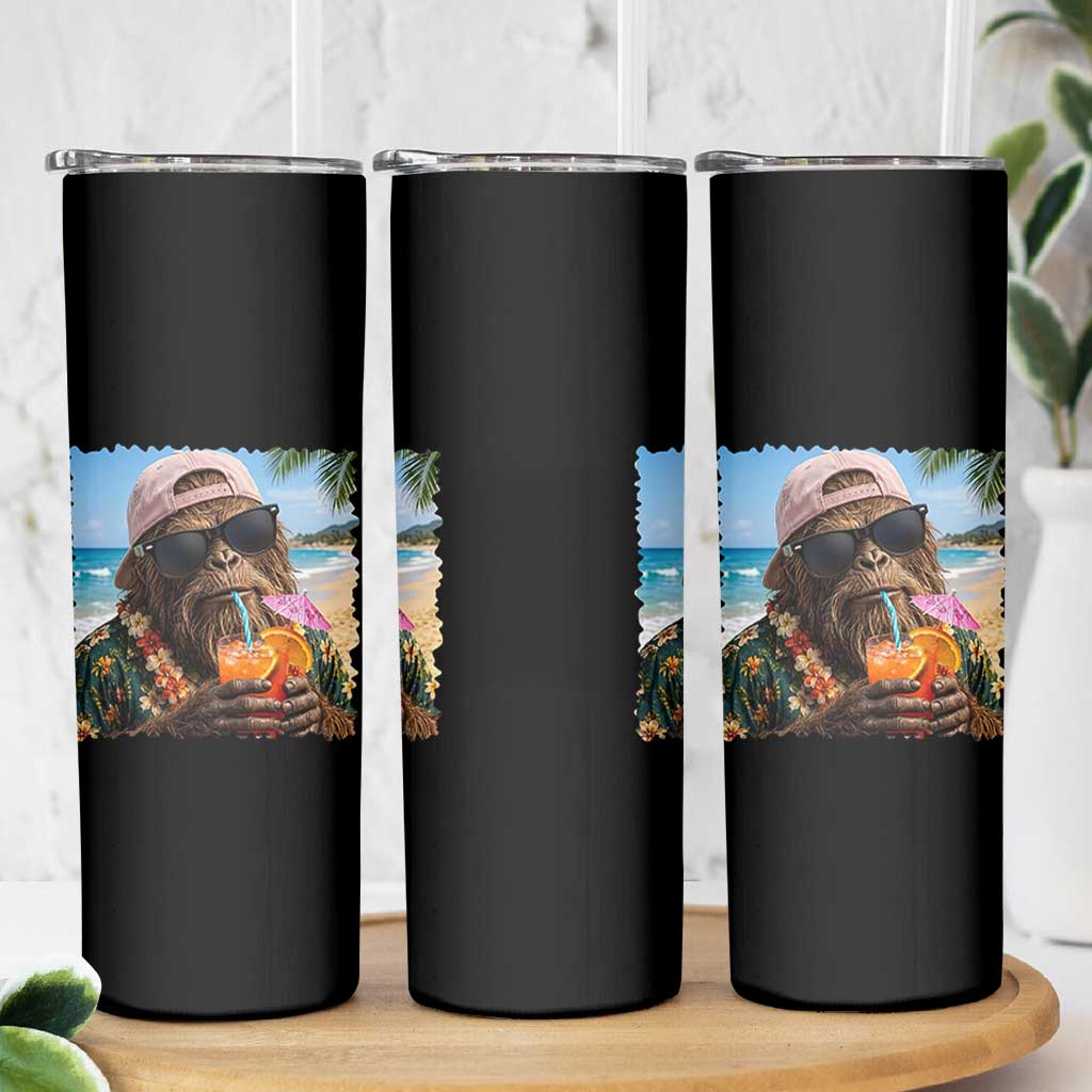 Funny Hawaiian Bigfoot Skinny Tumbler Tropical Beach Party Graphic