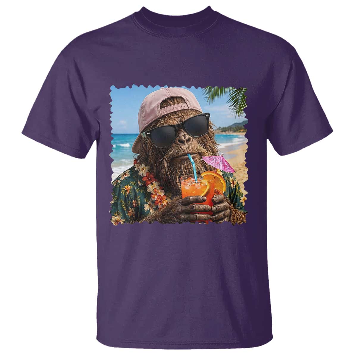Funny Hawaiian Bigfoot T Shirt Tropical Beach Party Graphic