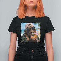 Funny Hawaiian Bigfoot T Shirt For Women Tropical Beach Party Graphic