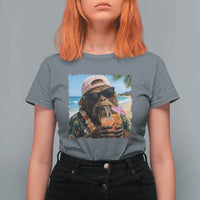Funny Hawaiian Bigfoot T Shirt For Women Tropical Beach Party Graphic