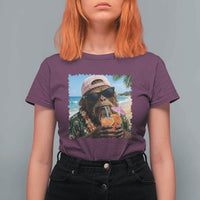 Funny Hawaiian Bigfoot T Shirt For Women Tropical Beach Party Graphic