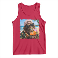 Funny Hawaiian Bigfoot Tank Top Tropical Beach Party Graphic