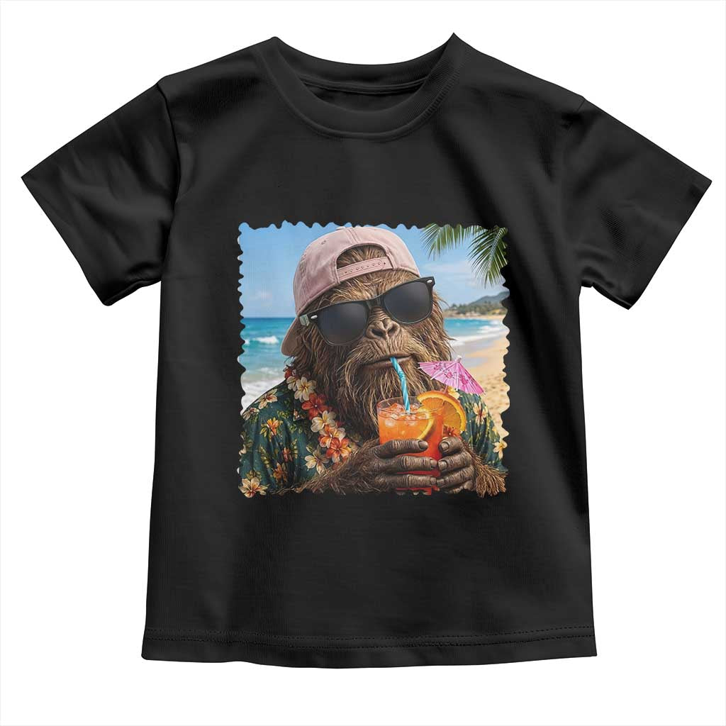 Funny Hawaiian Bigfoot Toddler T Shirt Tropical Beach Party Graphic