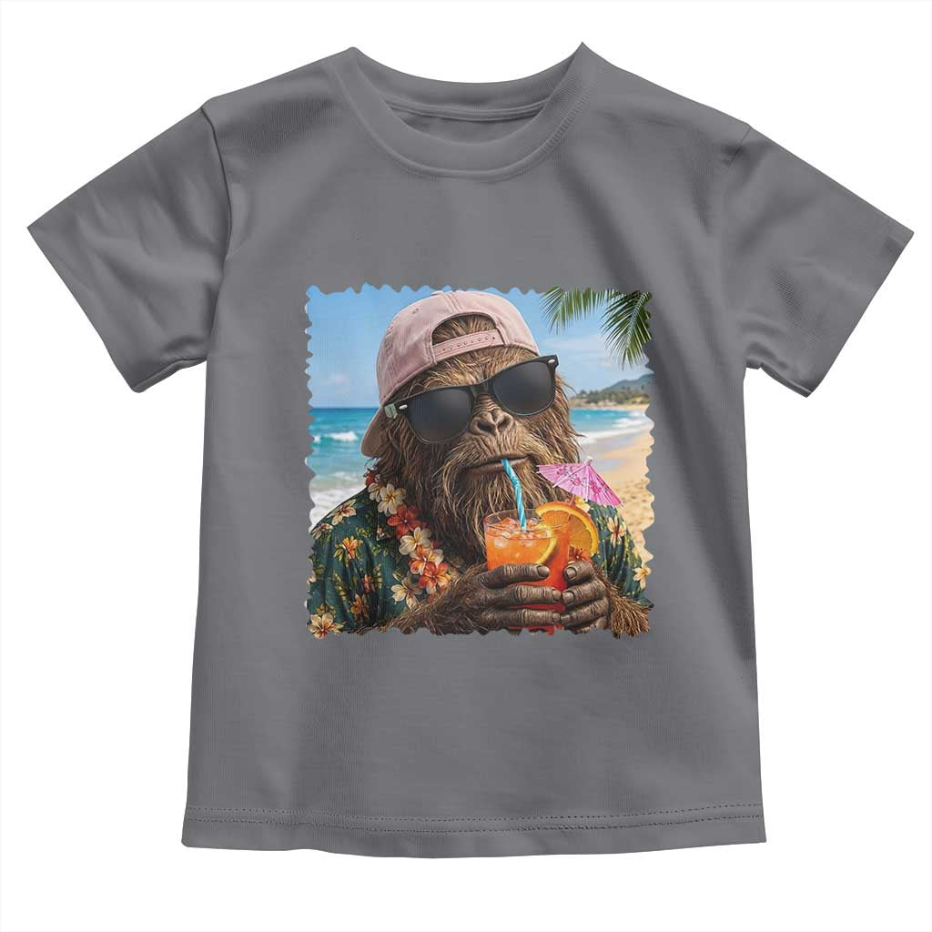Funny Hawaiian Bigfoot Toddler T Shirt Tropical Beach Party Graphic