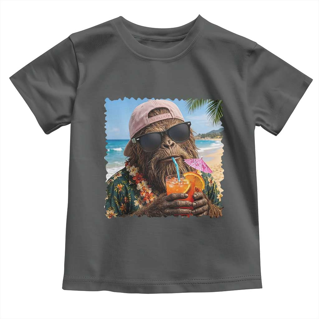 Funny Hawaiian Bigfoot Toddler T Shirt Tropical Beach Party Graphic