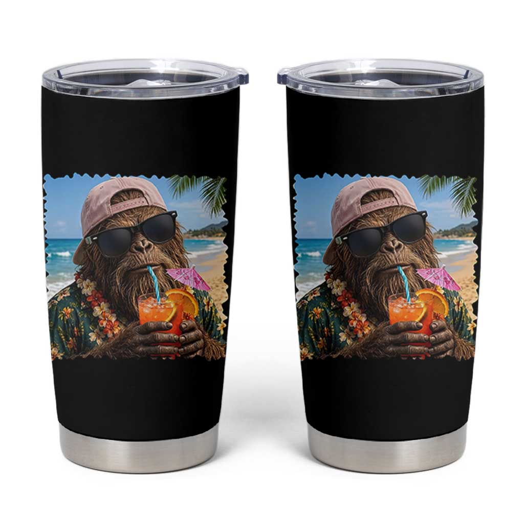 Funny Hawaiian Bigfoot Tumbler Cup Tropical Beach Party Graphic