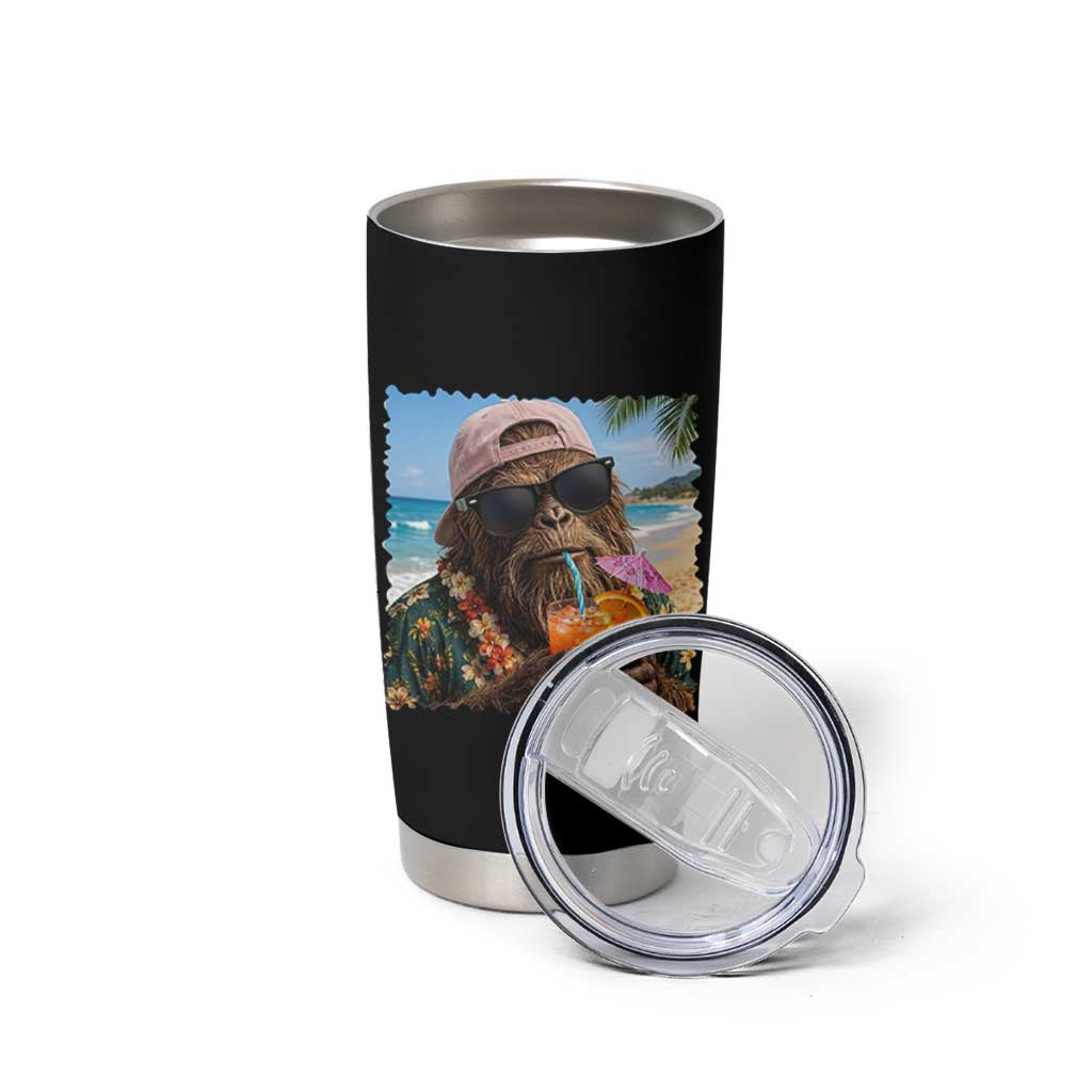 Funny Hawaiian Bigfoot Tumbler Cup Tropical Beach Party Graphic