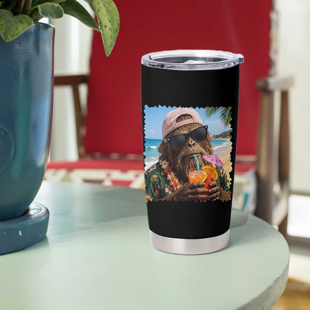 Funny Hawaiian Bigfoot Tumbler Cup Tropical Beach Party Graphic